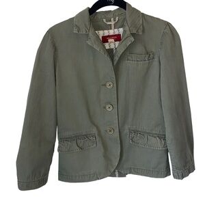 Hollister Military Cropped Blazer Jacket Olive Green Girls Size Medium Red Tag